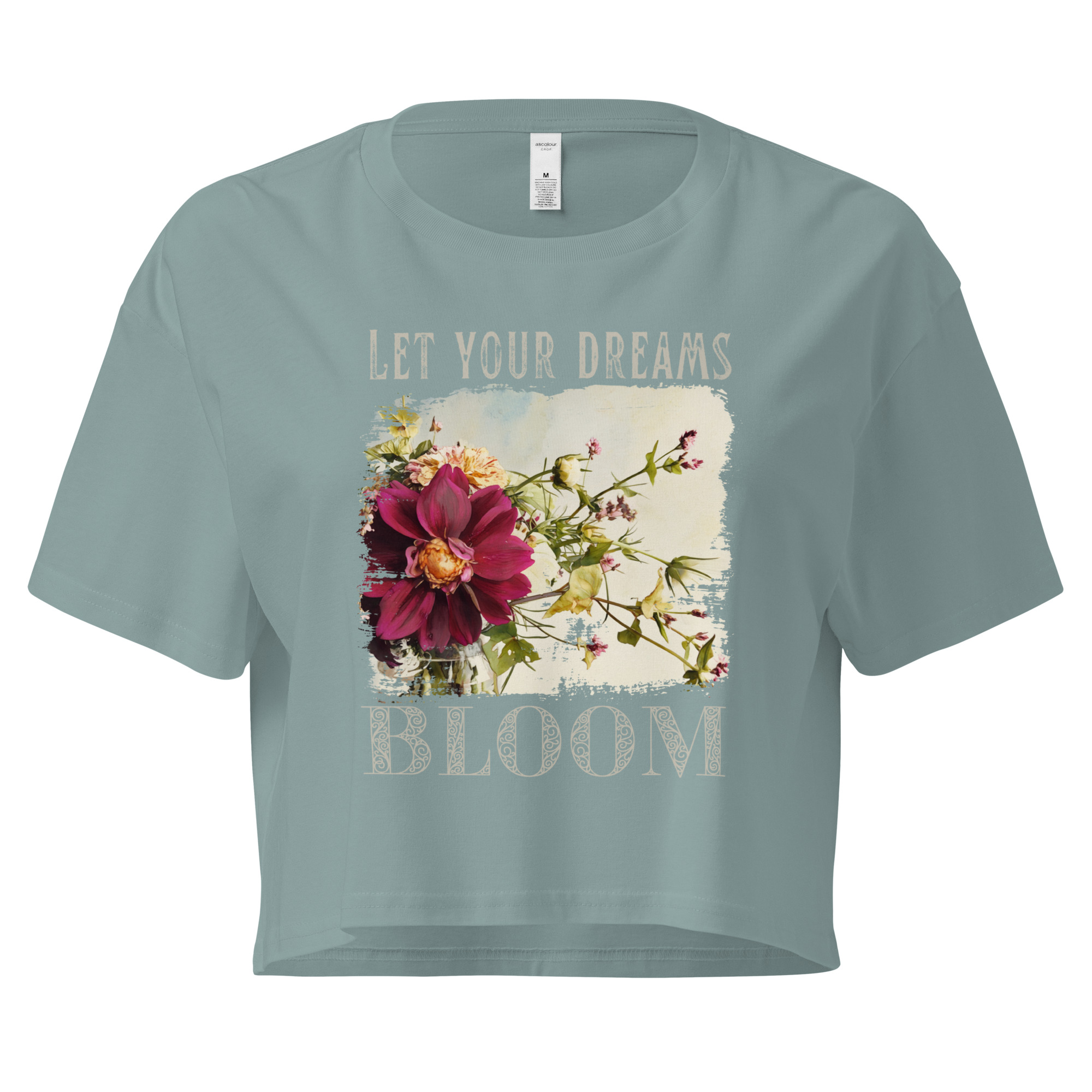 Bloom Bold crop tee – Bone (front view)