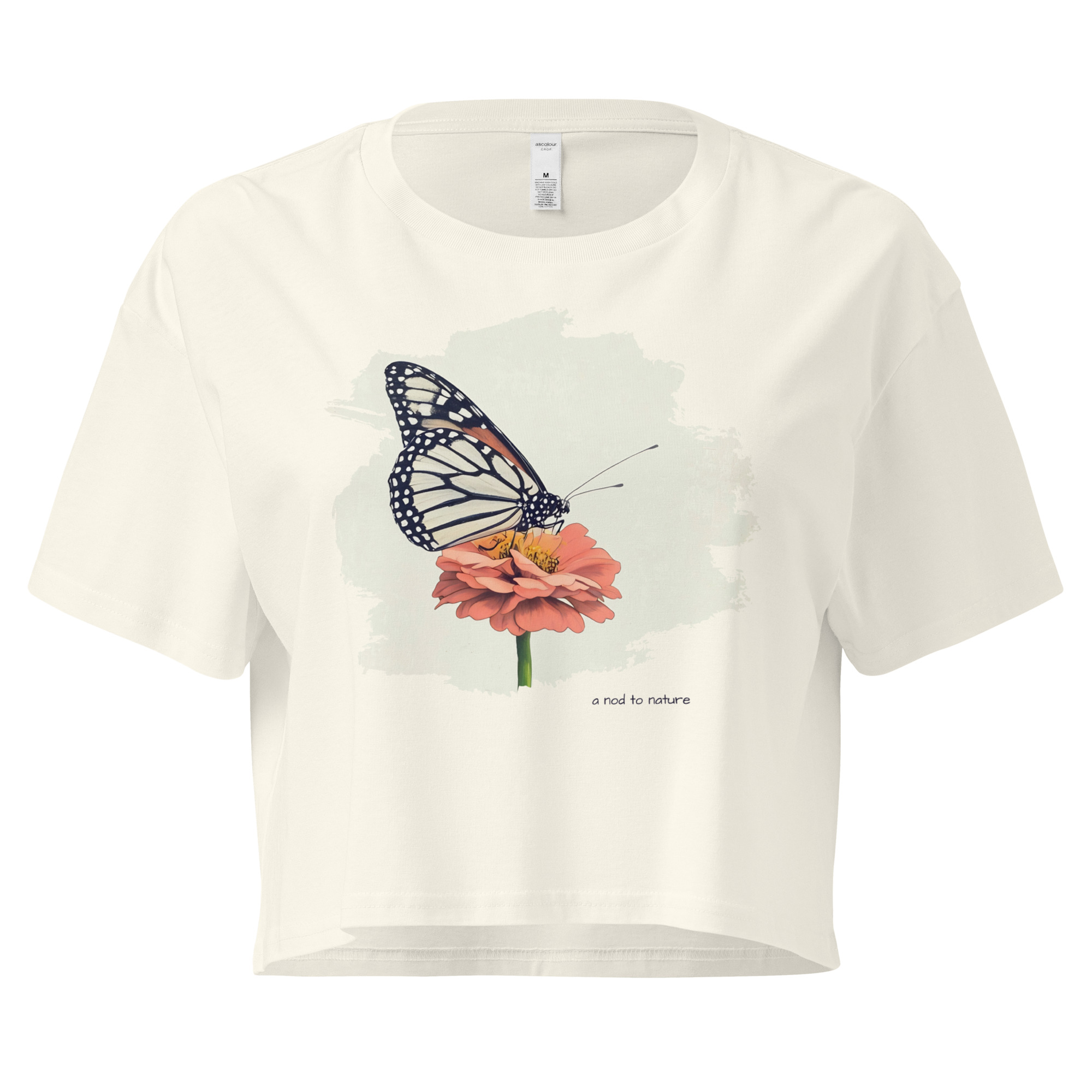 Monarch & Bloom – Crop Tee – Bone (front view)