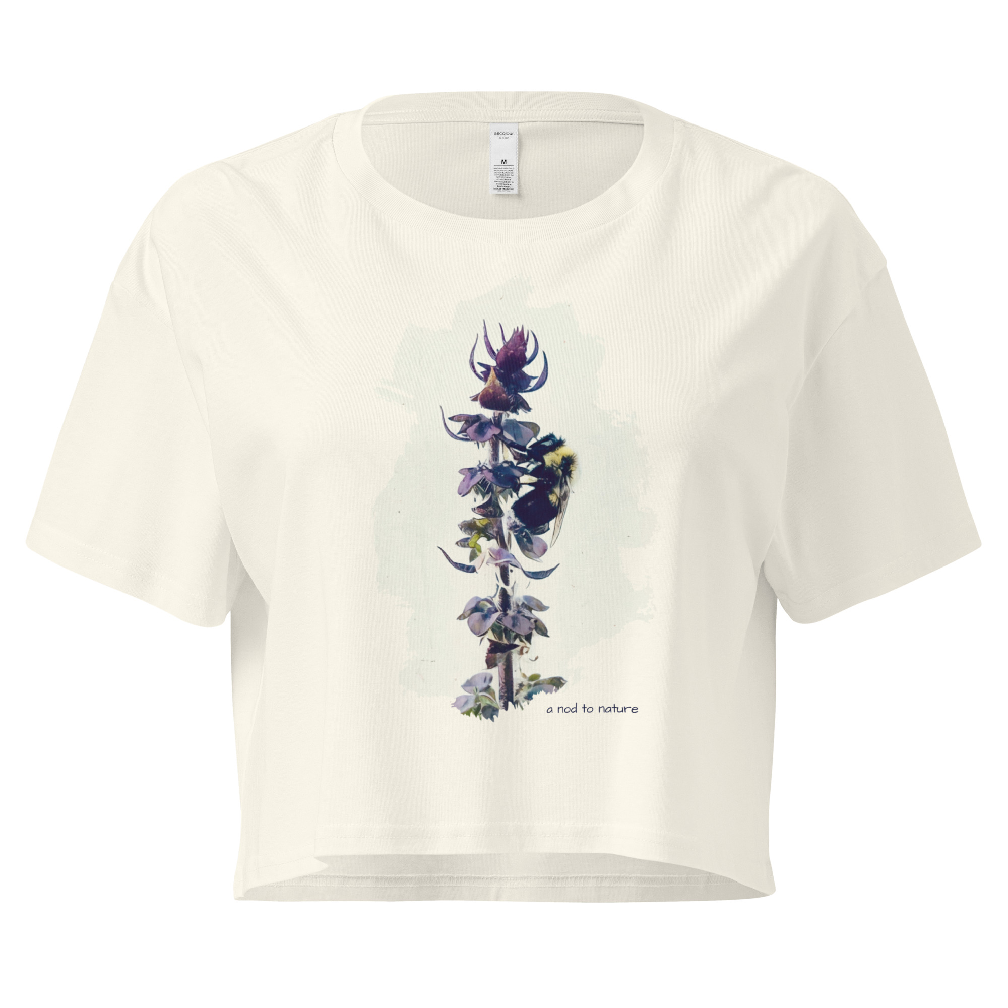 Bee & Basil – Crop Tee – Bone (front view)