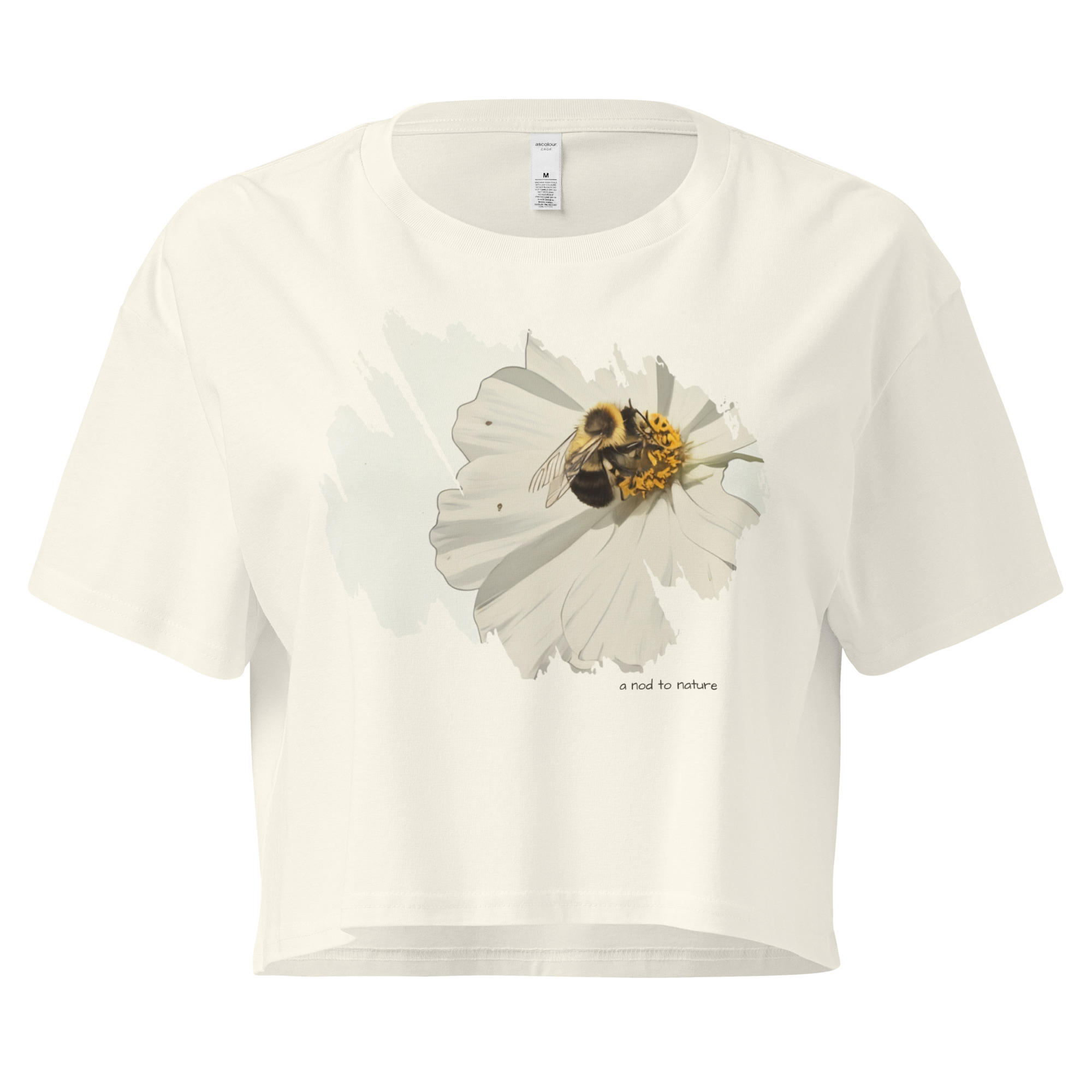 Bee & Bloom No.2 crop tee – Bone (front view)