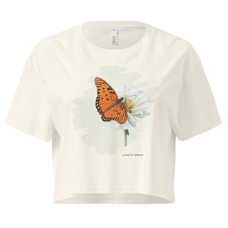 Flutter & Bloom – Crop Tee Flutter & Bloom – Crop Tee – Bone (front view)