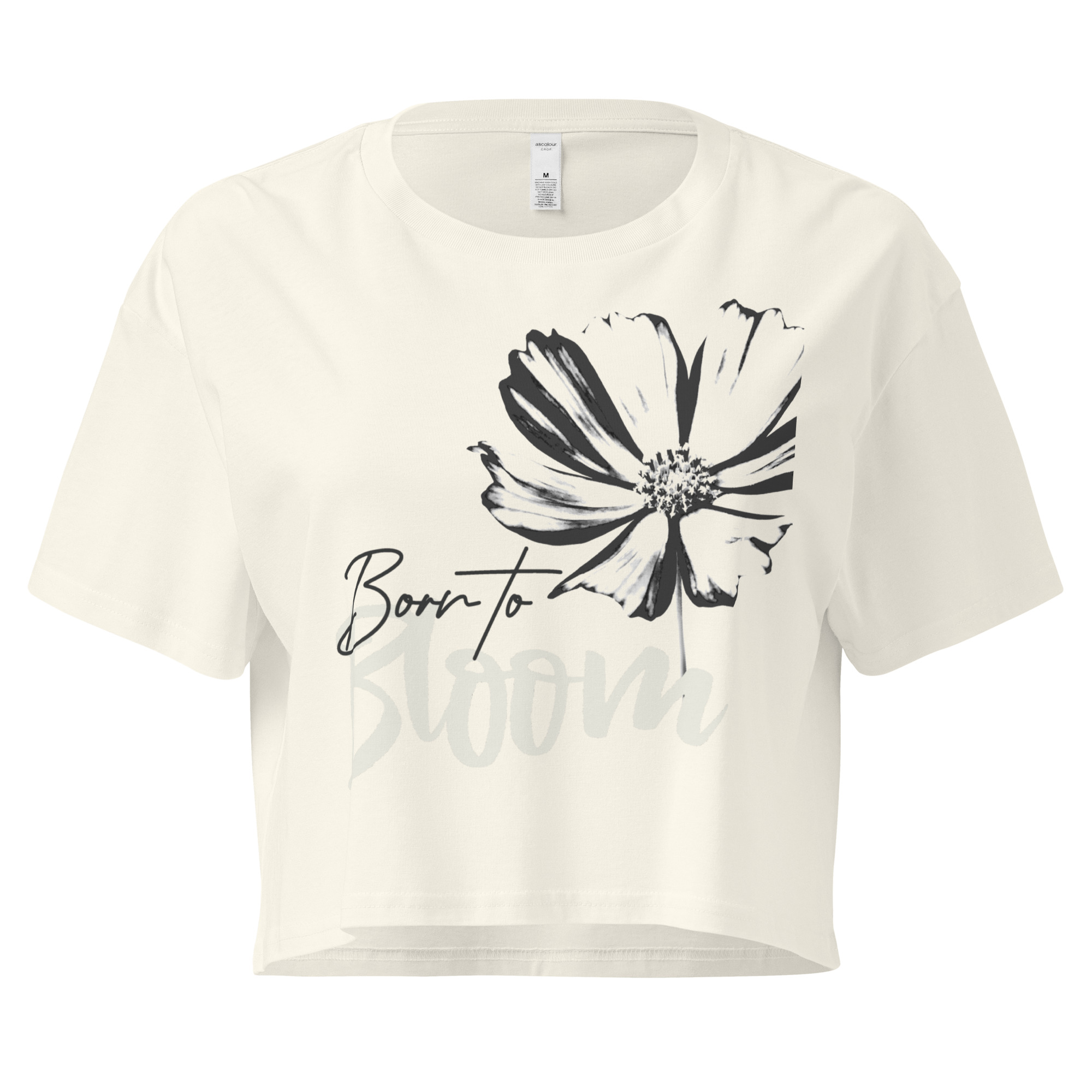 Born to Bloom crop tee – Bone (front view)