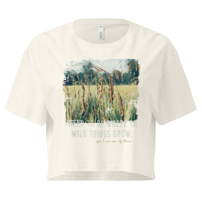 Fieldsong crop tee – Bone (front view)