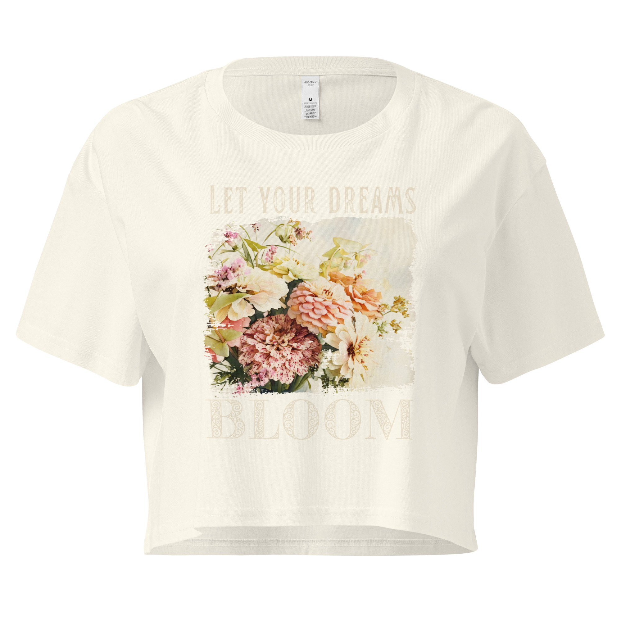 Dream Bloom crop tee – Bone (front view)