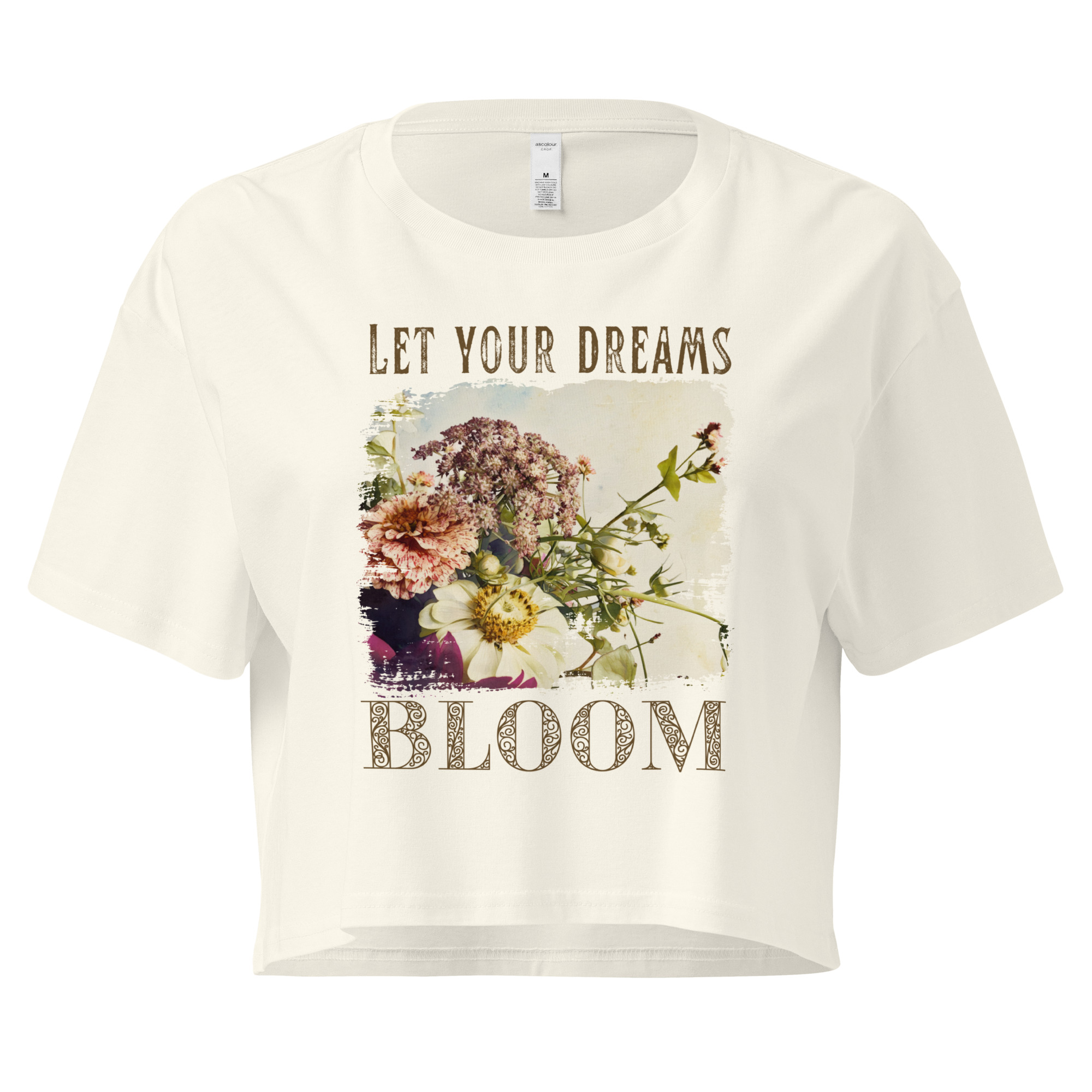 Bloom Together crop tee – Bone (front view)
