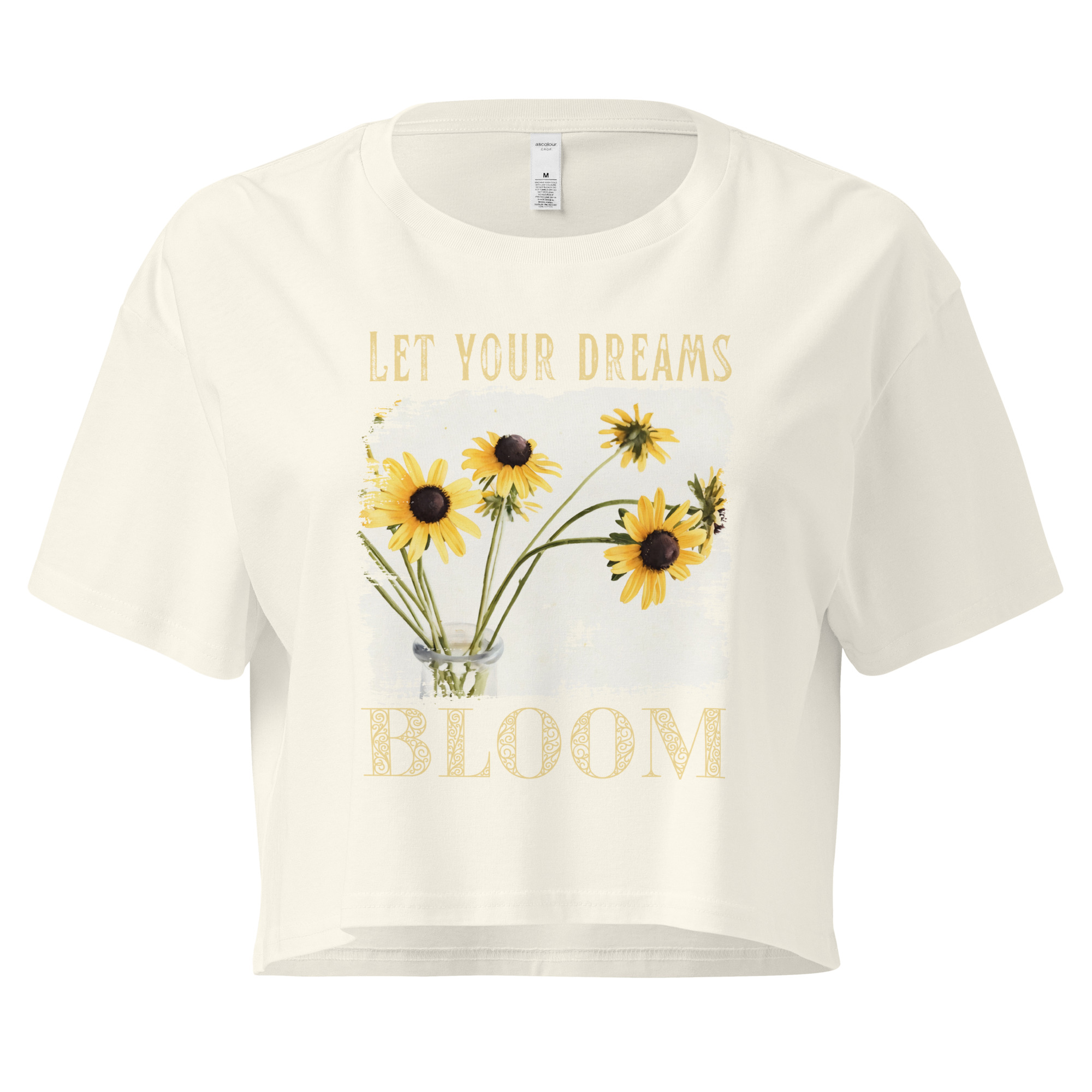 Brown Eyed Bloom crop tee – Bone (front view)