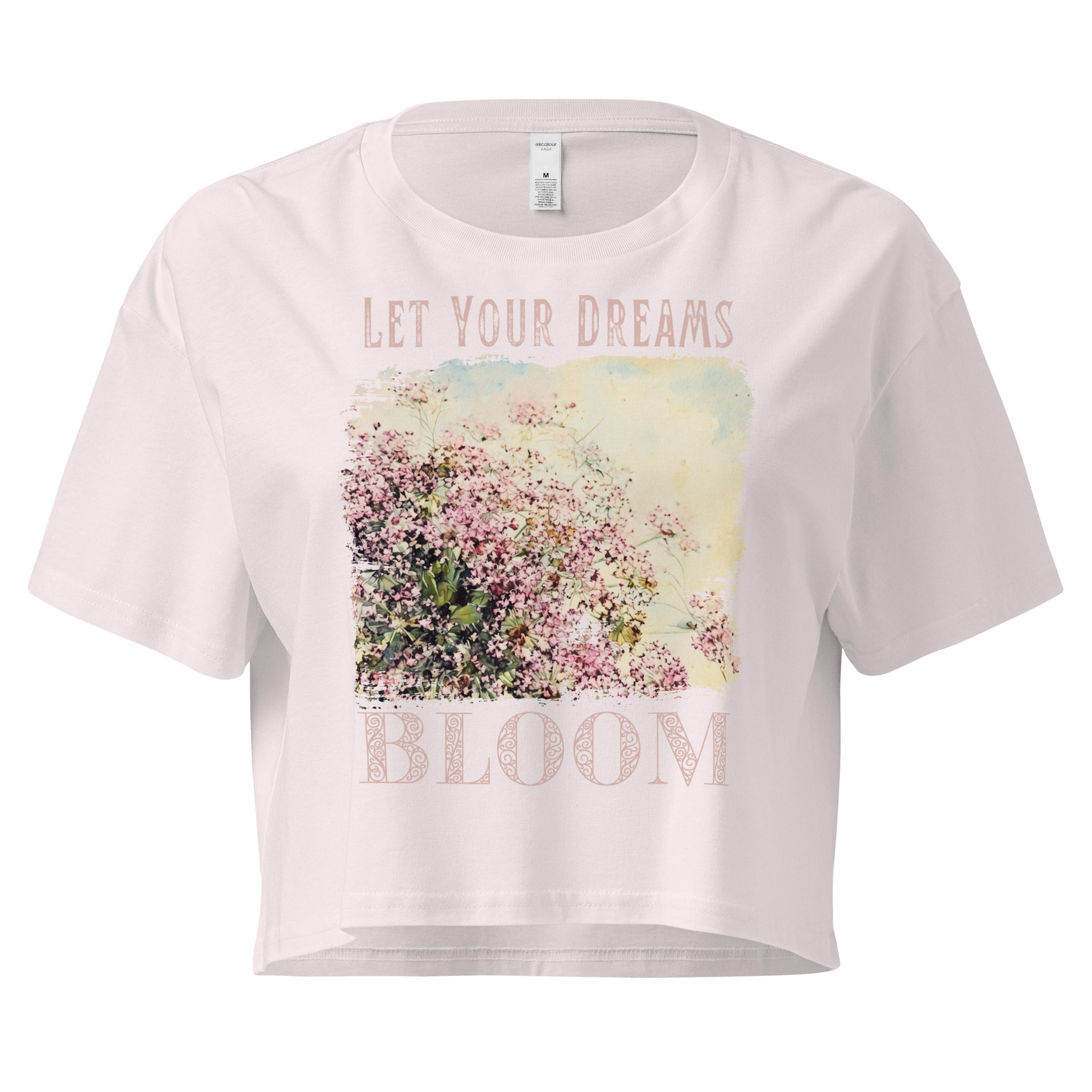 Wild Bloom crop tee – Bone (front view)