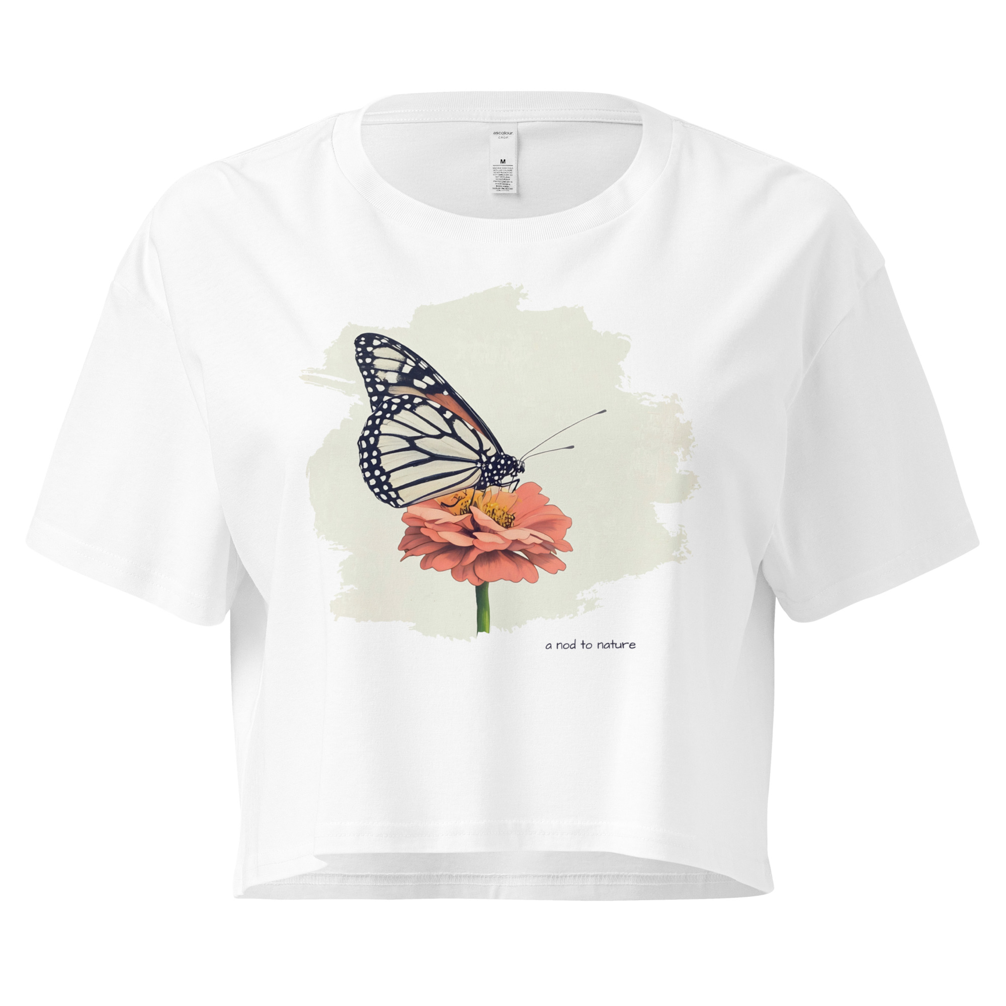Monarch & Bloom – Crop Tee – Bone (front view)