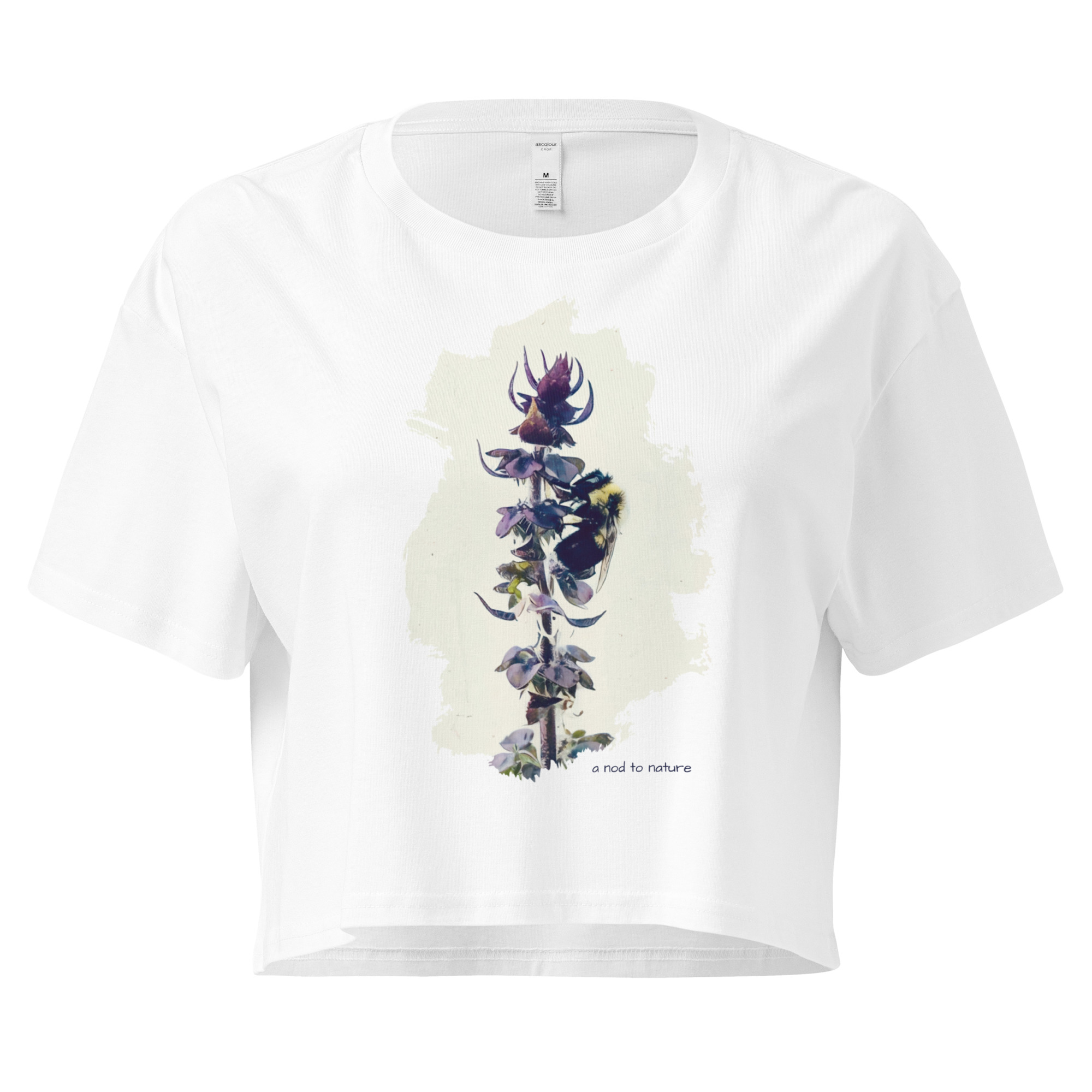 Bee & Basil – Crop Tee – Bone (front view)
