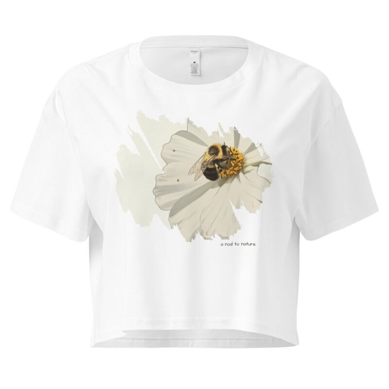 Bee & Bloom No.2 crop tee – Bone (front view)