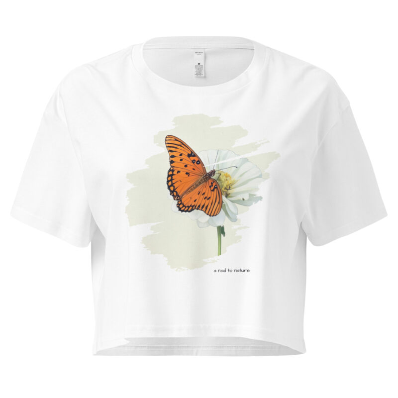 Flutter & Bloom – Crop Tee Flutter & Bloom – Crop Tee – Bone (front view)