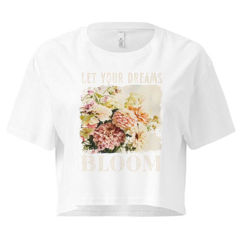 Dream Bloom crop tee – Bone (front view)