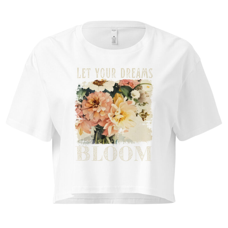 Sunlit Bloom Sunlit Bloom crop tee – Ecru (front view)