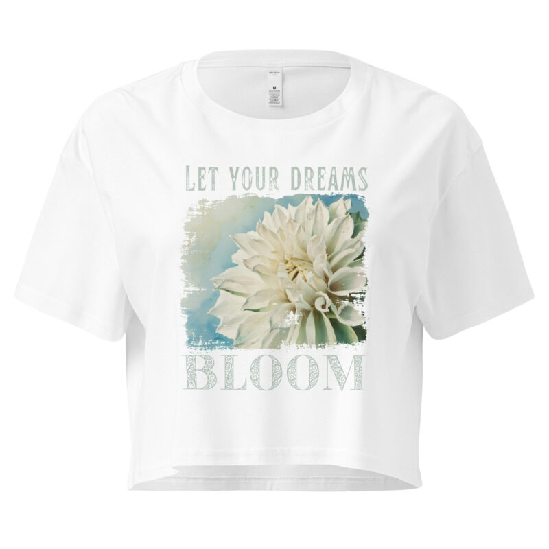 Bloom Bright Bloom Bright crop tee – Ecru (front view)