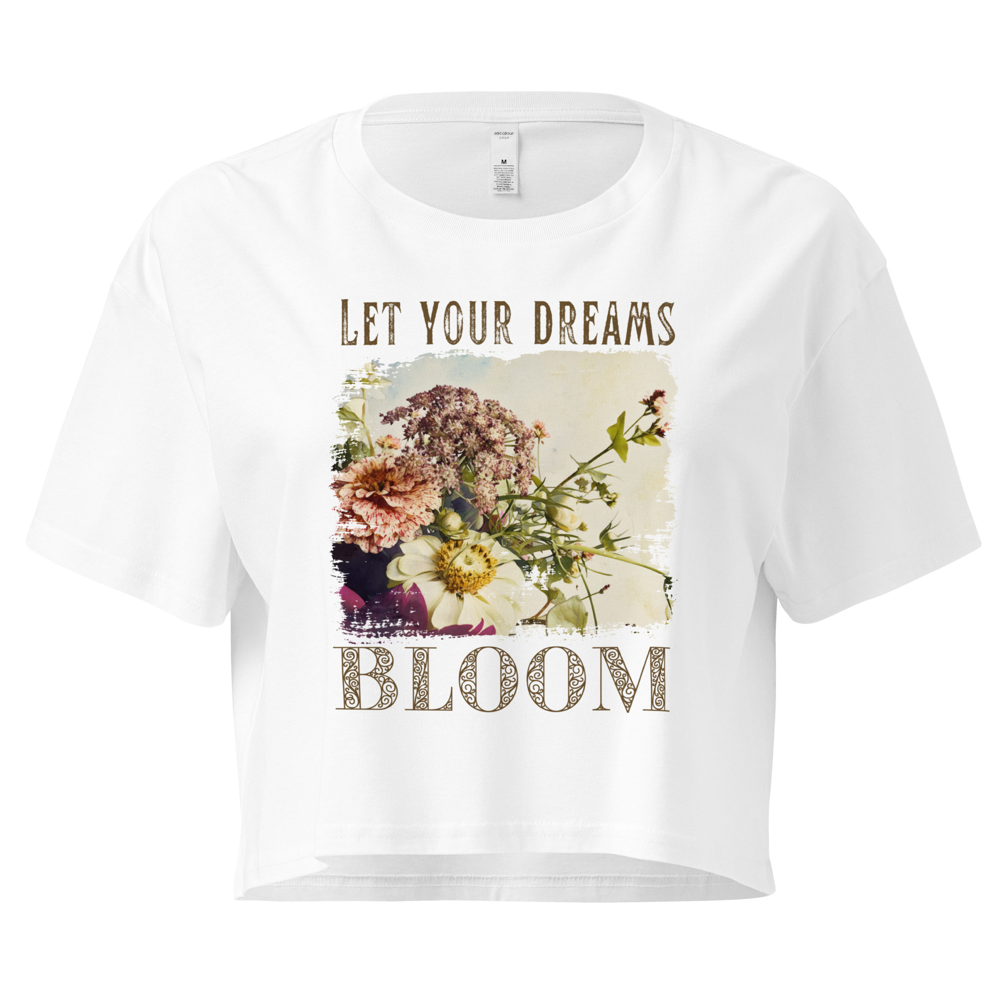 Bloom Together crop tee – Bone (front view)