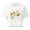 Brown Eyed Bloom crop tee – Bone (front view)