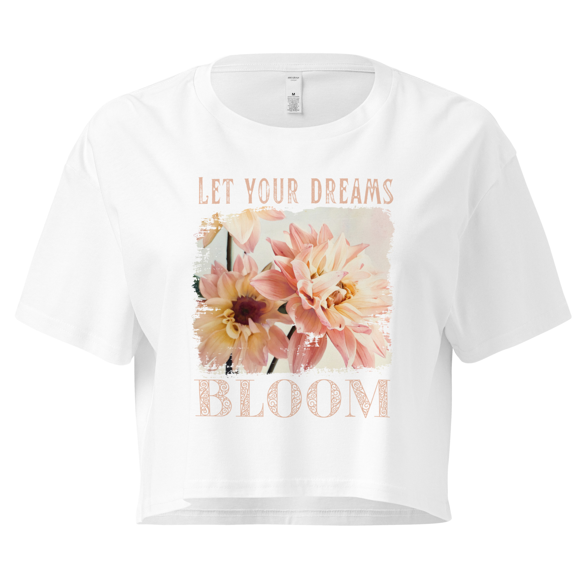 Morning Bloom crop tee – Bone (front view)