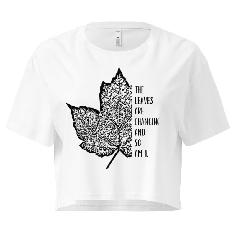 Leaves of Change – Classic Crop Tee Leaves of Change – Classic Crop Tee – Bone (front view)
