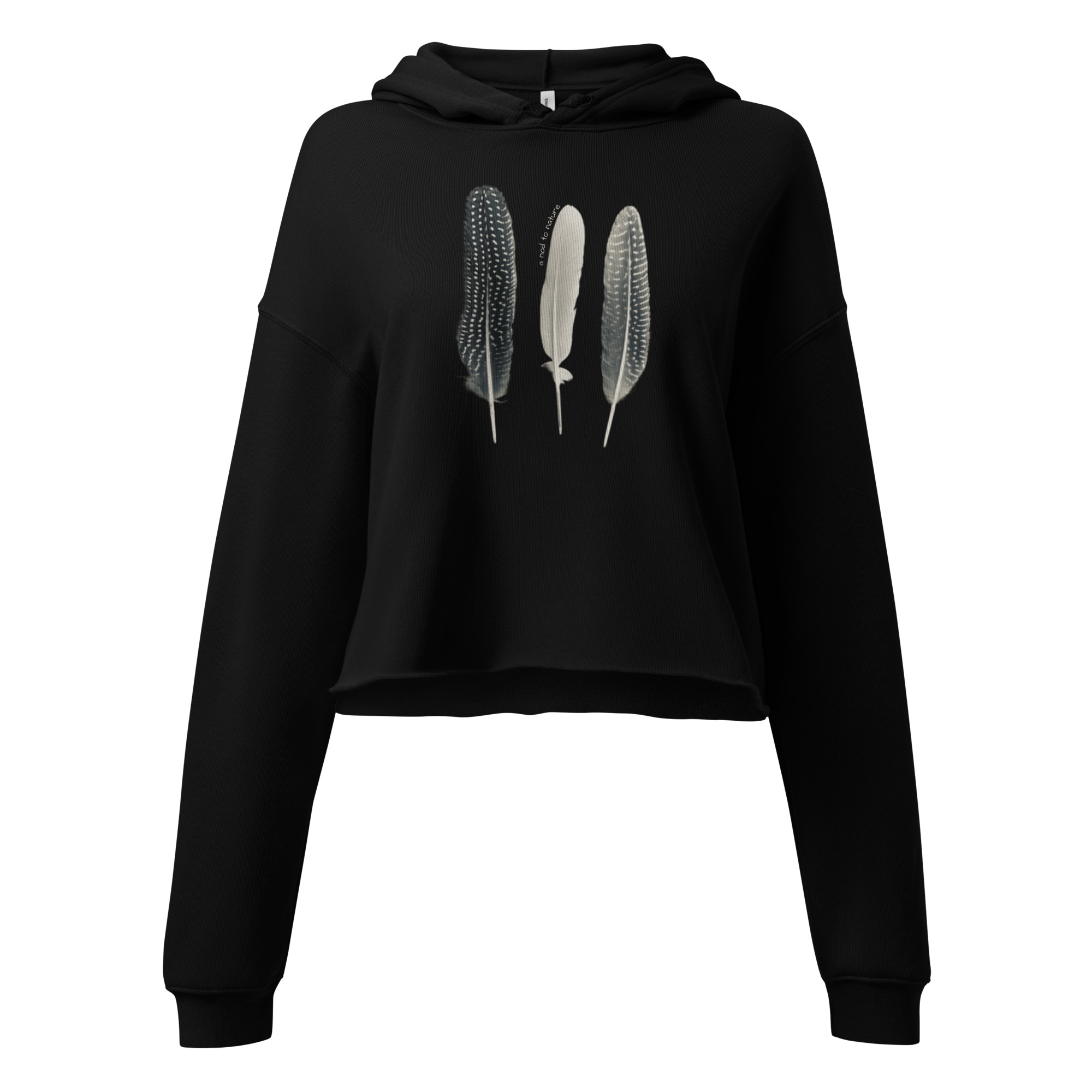 Flightlines cropped hoodie – Black (front view)