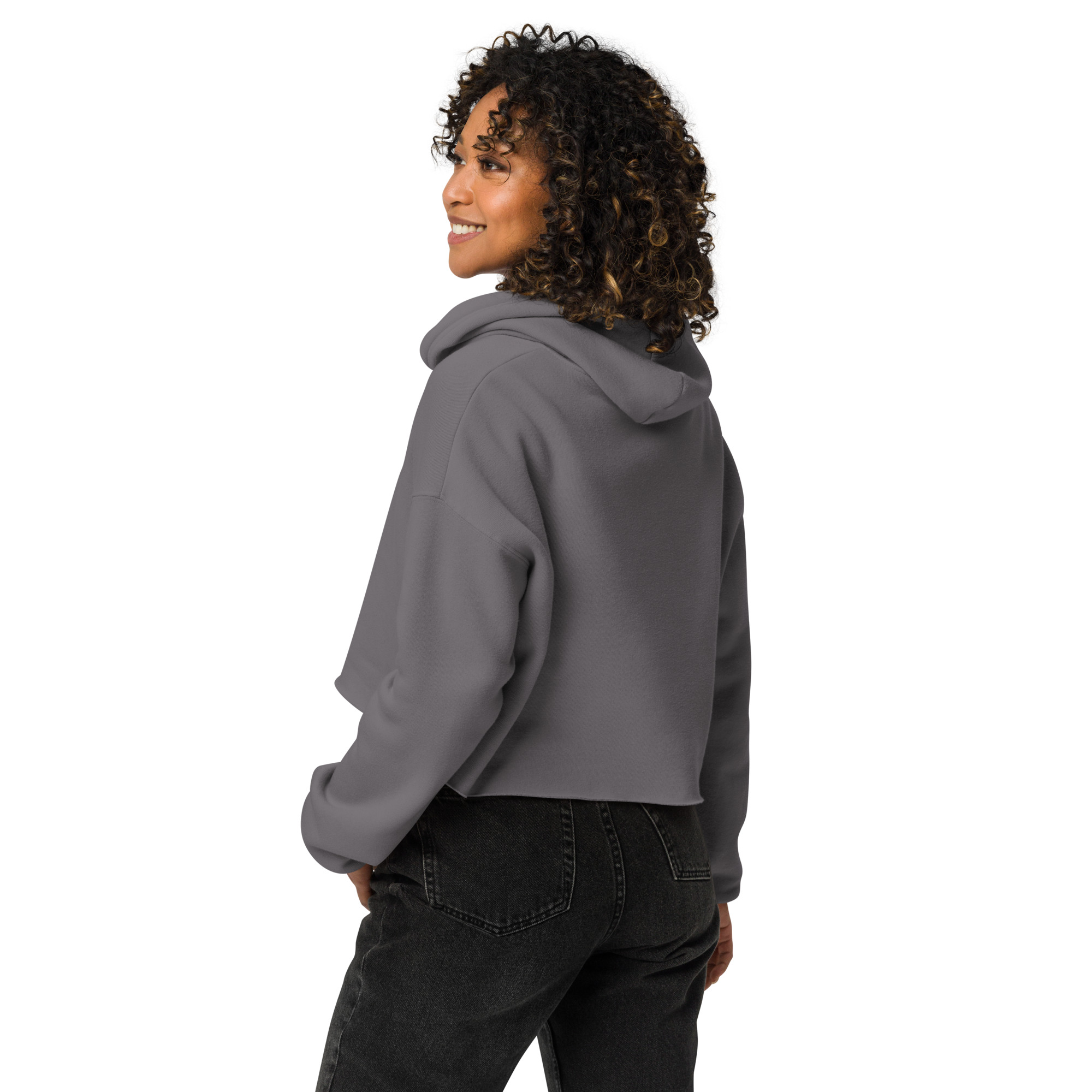 Flightlines cropped hoodie – Black (back view)