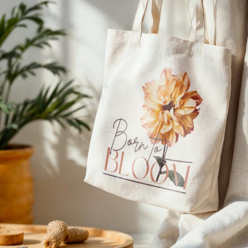 Born to Bloom — Golden Dahlia Standard Tote tote bags – Natural
