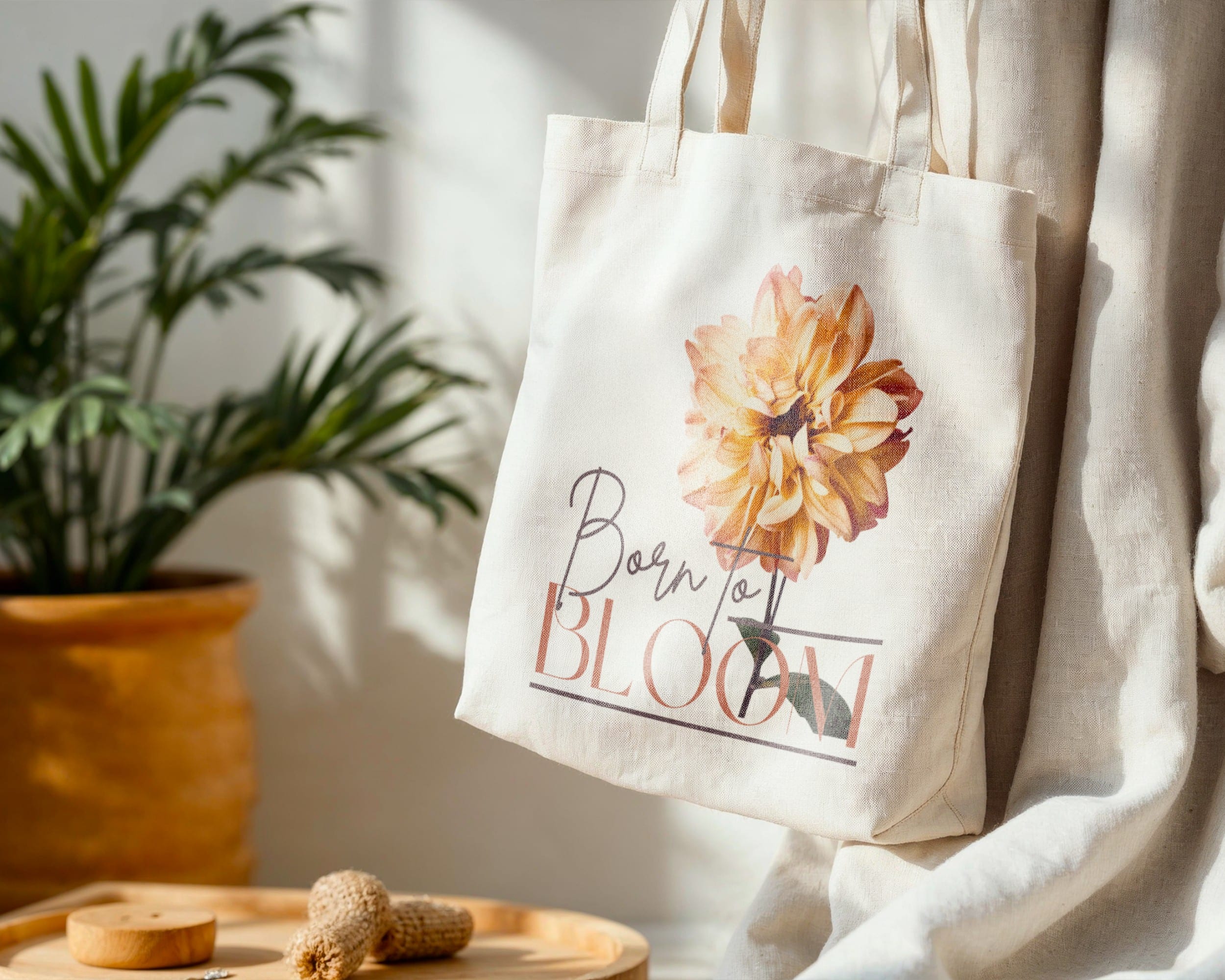 Born to Bloom — Golden Dahlia Standard Tote Born to Bloom — Golden Dahlia Standard Tote tote bags – Natural