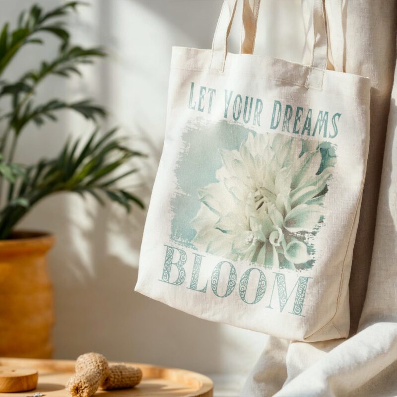 Dream Bloom — Teal Dahlia Standard Tote tote bags – Natural