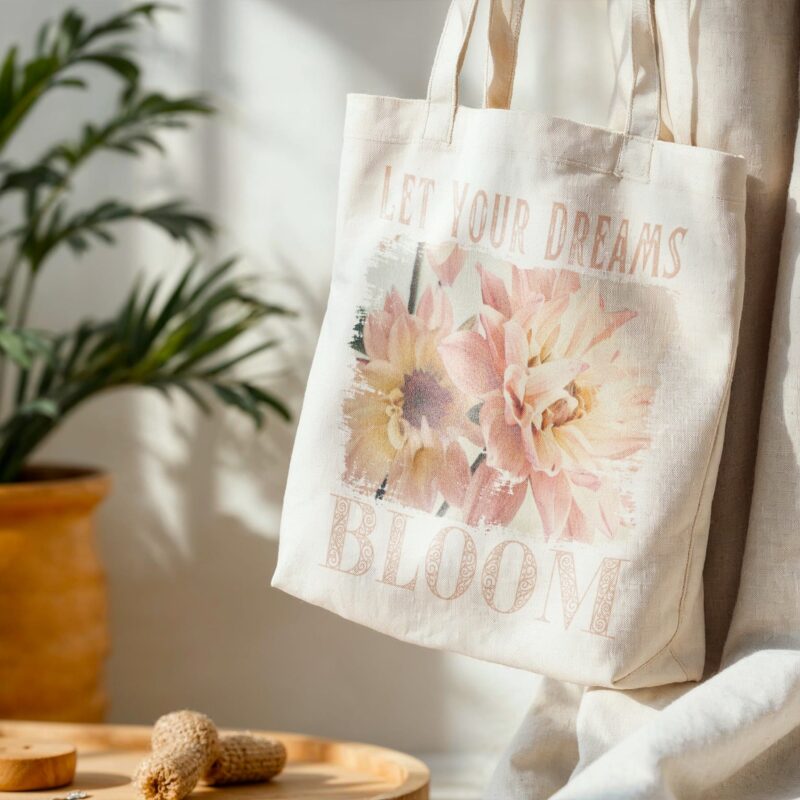 Dream Bloom — Blush Dahlia Standard Tote tote bags – Natural