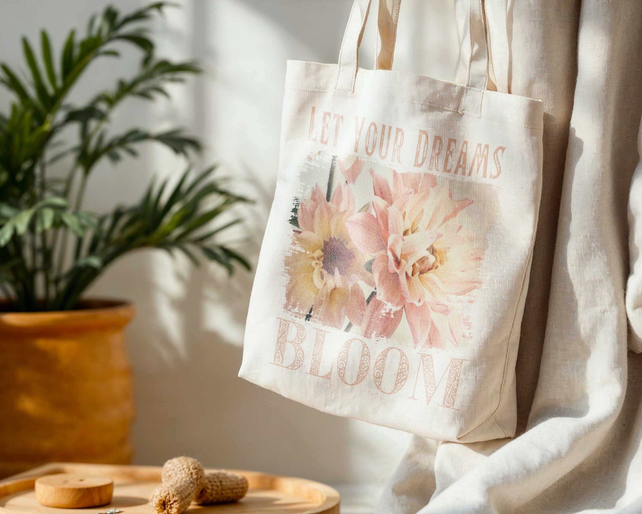 Dream Bloom — Blush Dahlia Standard Tote Dream Bloom — Blush Dahlia Standard Tote tote bags – Natural