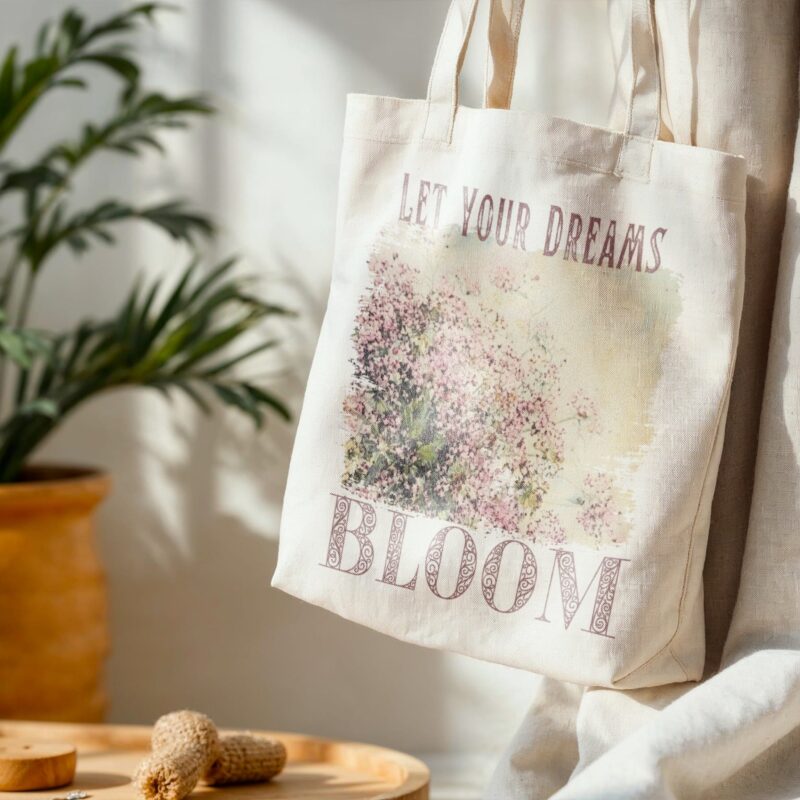 Dream Bloom — Blush Meadow Standard Tote tote bags – Natural