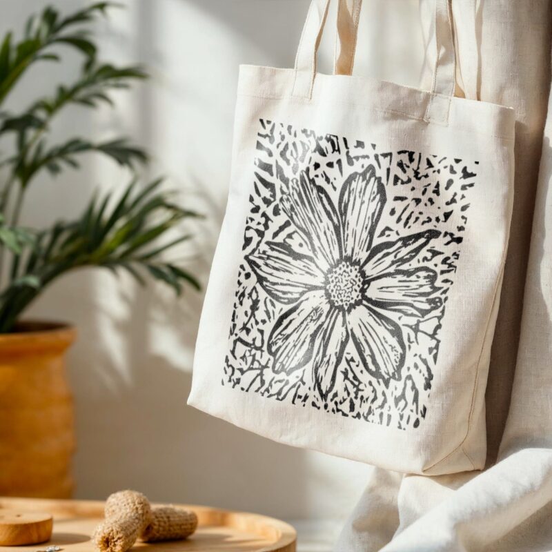 Bloom Etched — Single Blossom Standard Tote tote bags – Natural