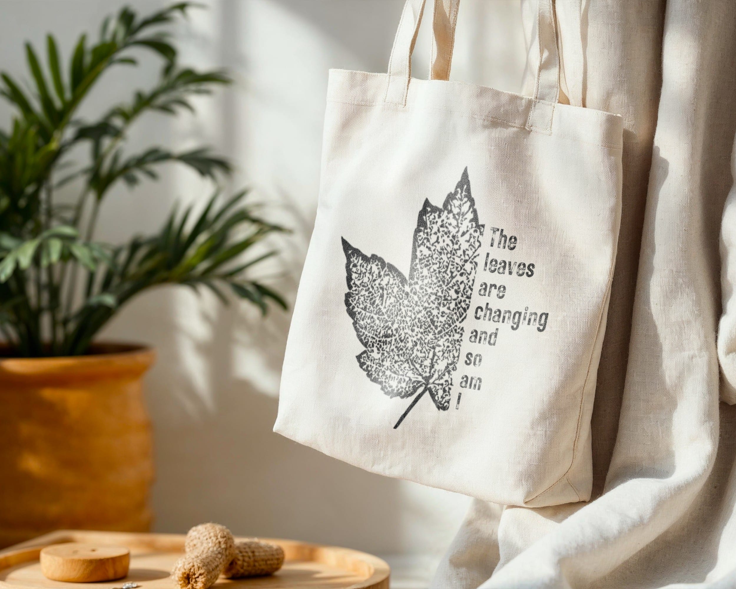 Leaves of Change – Standard Tote Leaves of Change – Standard Tote tote bags – Natural (hanging)