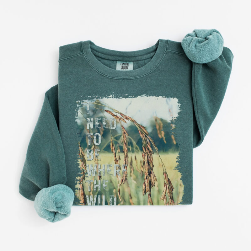 Grassy Sway — Wild Things Grow Sweatshirt vintage style sweatshirts – Blue Spruce