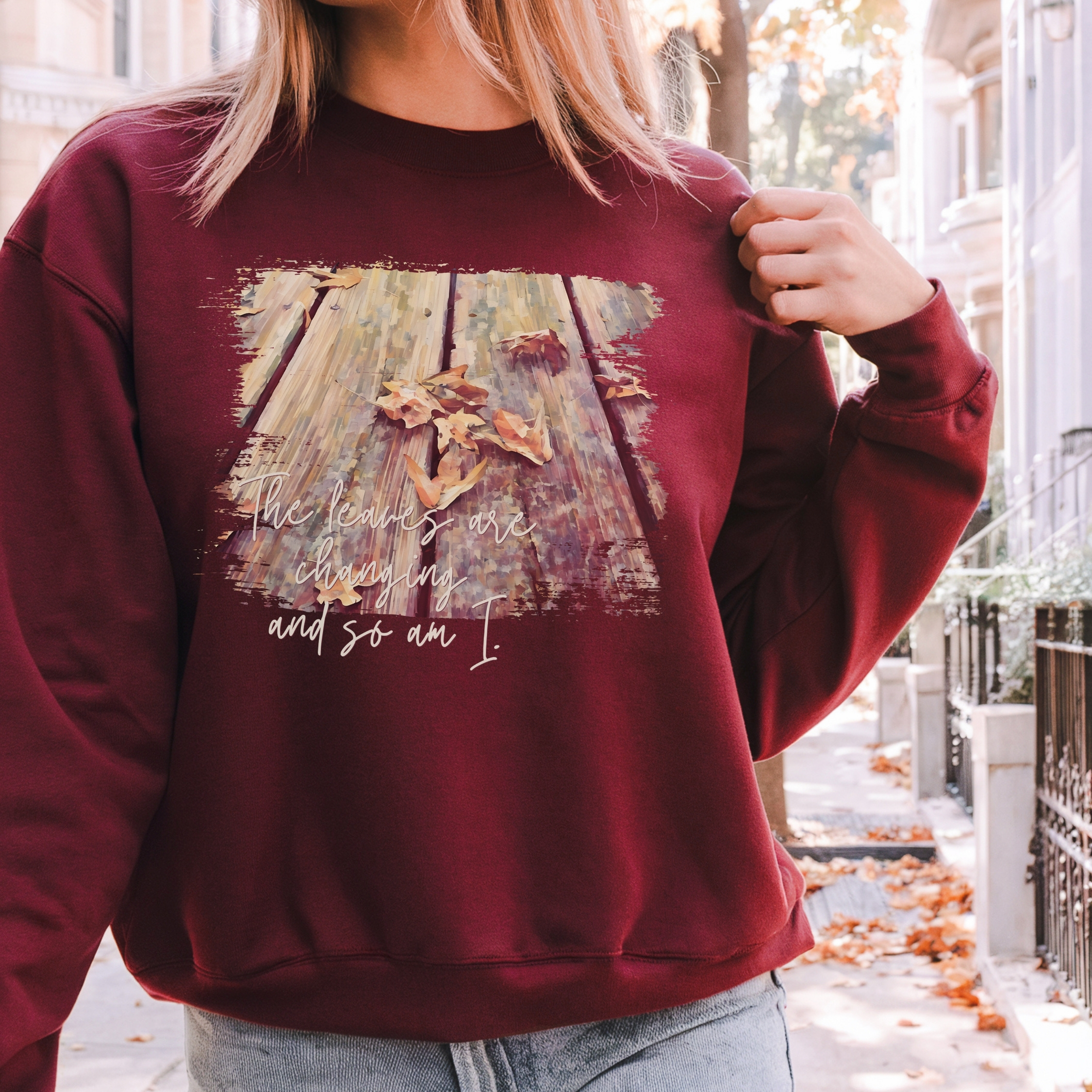 Fallen Leaves – Classic Fleece Sweatshirt classic style sweatshirts – Maroon