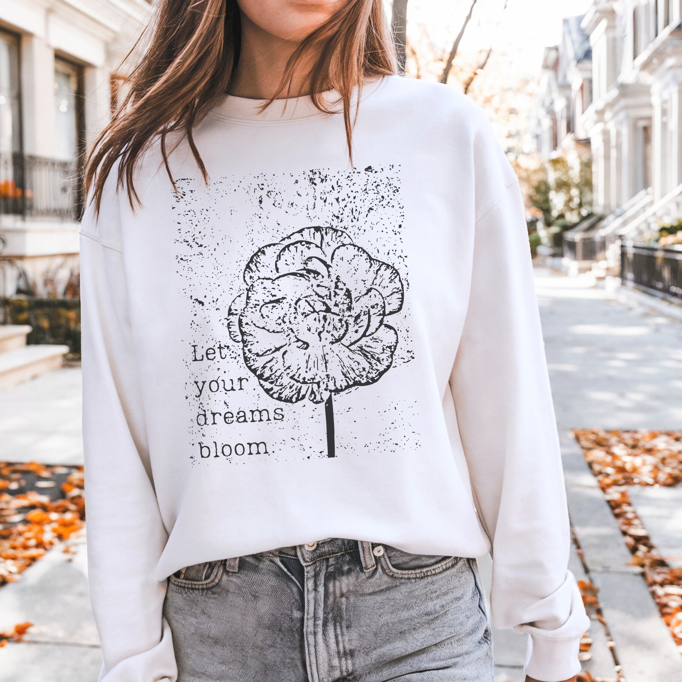 Dreams Bloom Sweatshirt — Ranunculus classic style sweatshirts – Light Blue