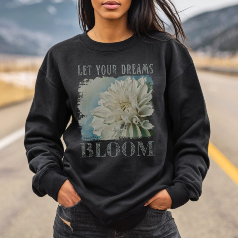 Dreams Bloom Sweatshirt — Dahlia classic style sweatshirts – Black