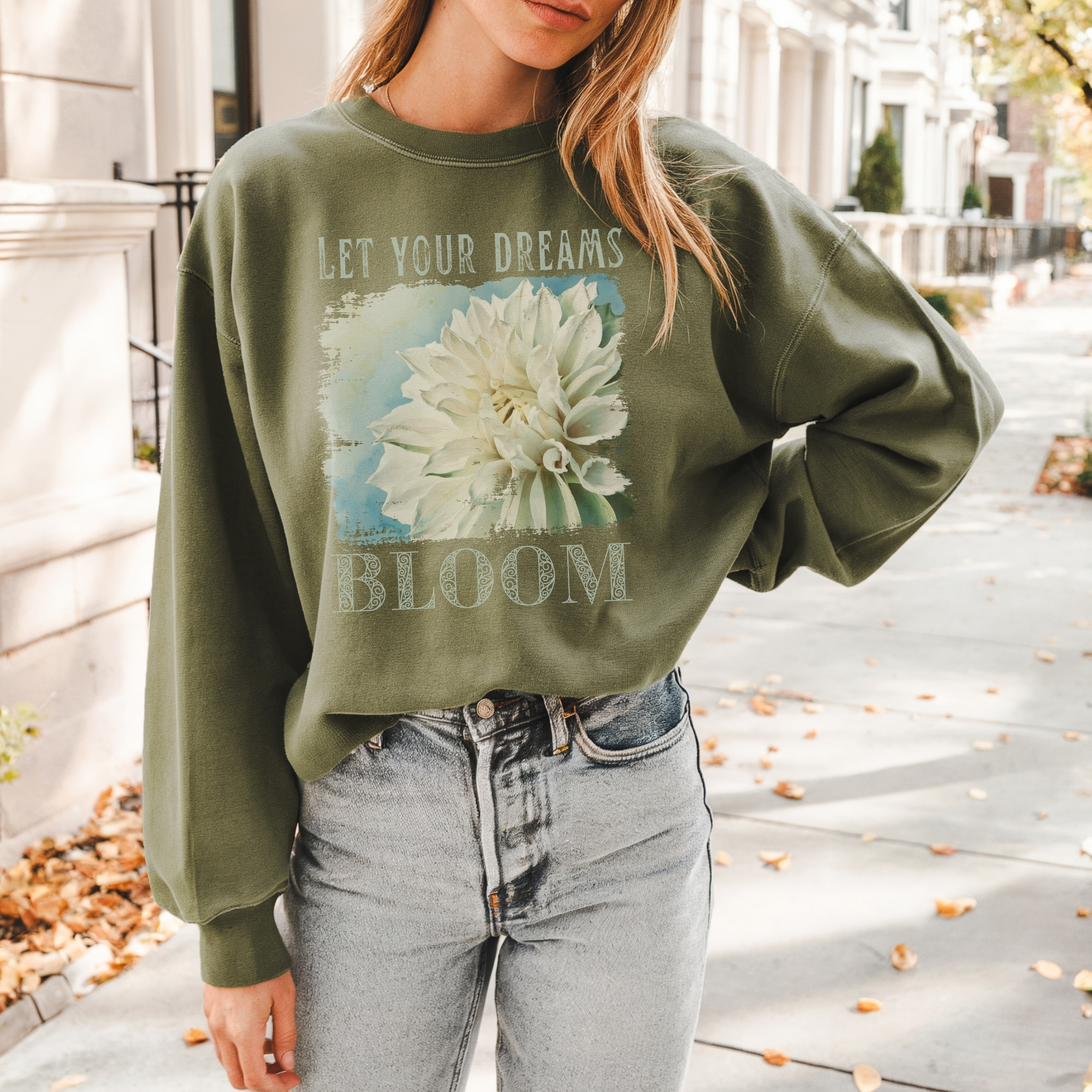 Dreams Bloom Sweatshirt — Dahlia classic style sweatshirts – Black