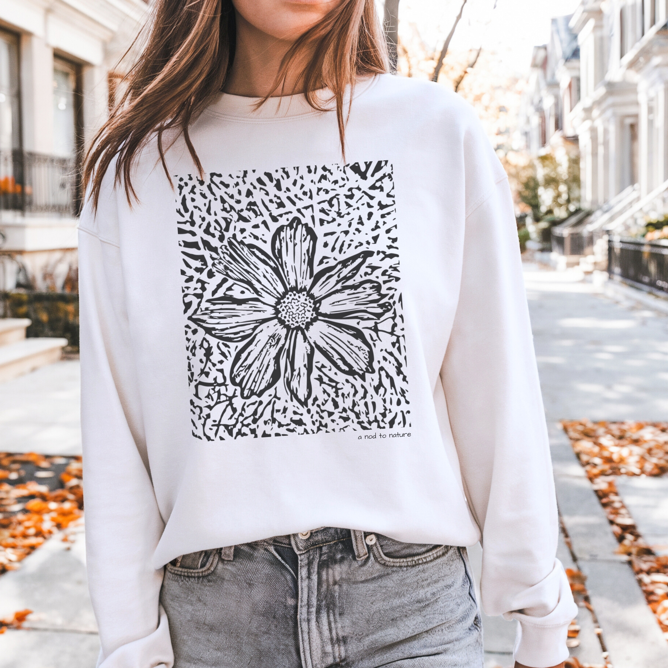 Cosmos Flower Sweatshirt Cosmos Flower Sweatshirt classic style sweatshirts – Light Blue