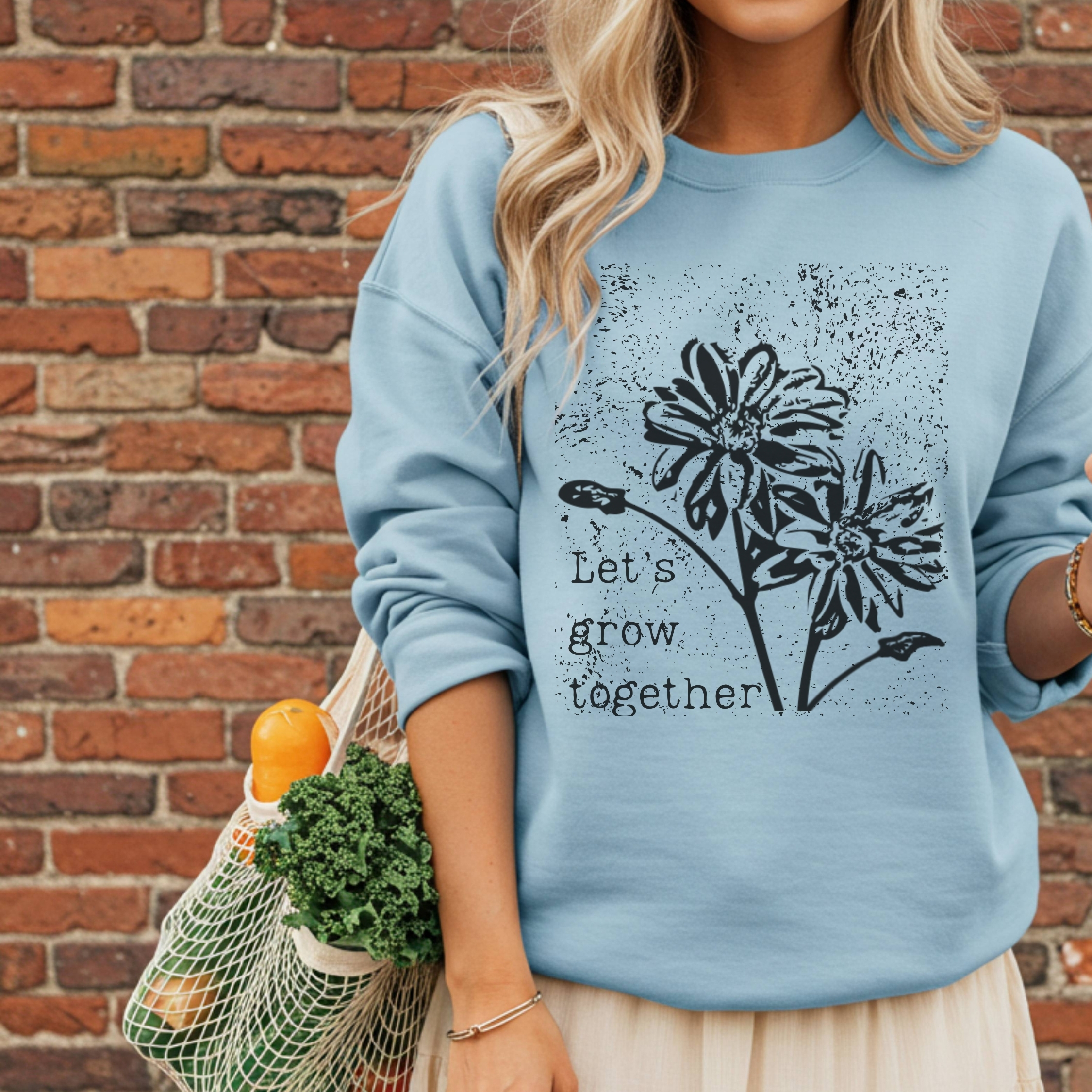 Let’s Grow Together Sweatshirt Let’s Grow Together Sweatshirt classic style sweatshirts – Light Blue
