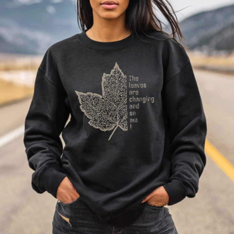 Leaves of Change – Outline Crewneck classic style sweatshirts – Black