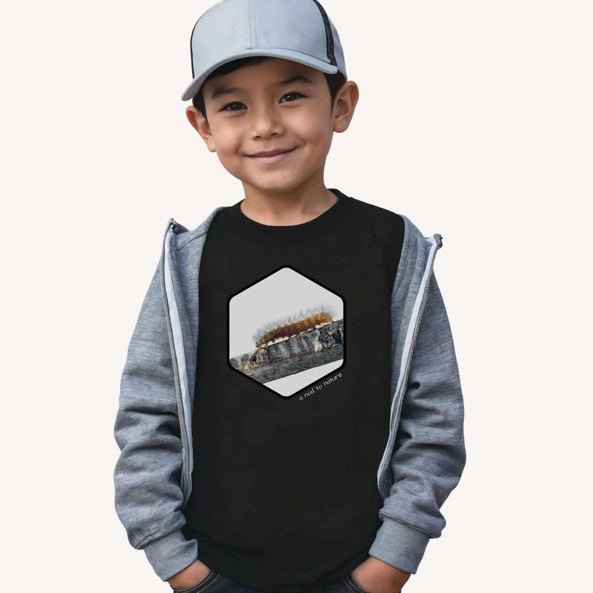 Fuzzy Caterpillar kids' t-shirt – Black