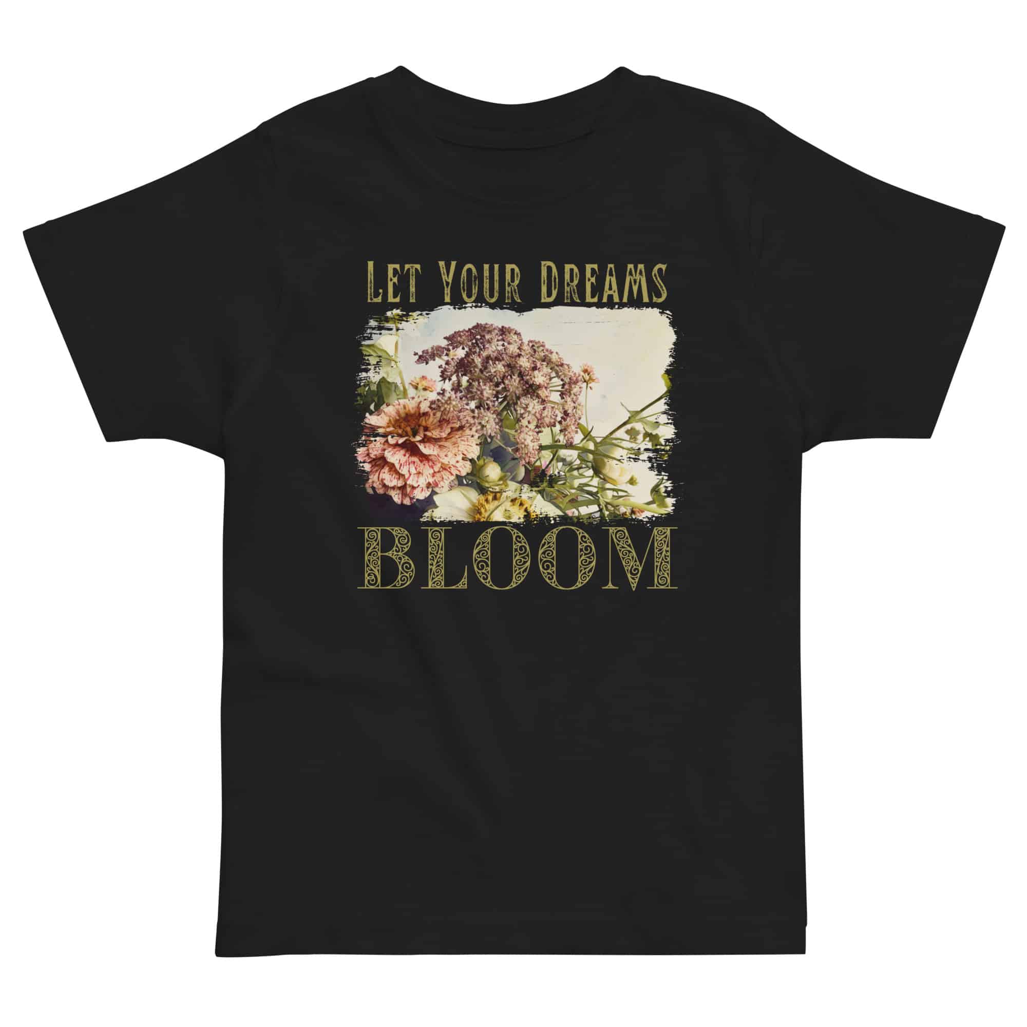 Dreams Bloom – Bouquet Dreams Bloom – Bouquet kids' t-shirt – Black (front view)