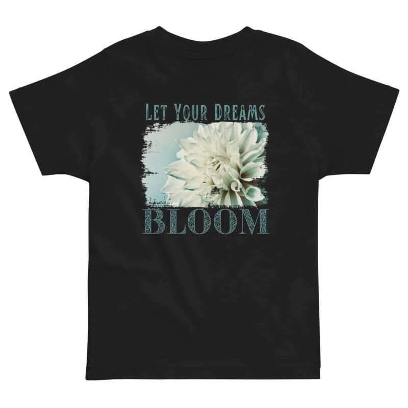 Dreams Bloom – Ivory Petal kids' t-shirt – Black (front view)