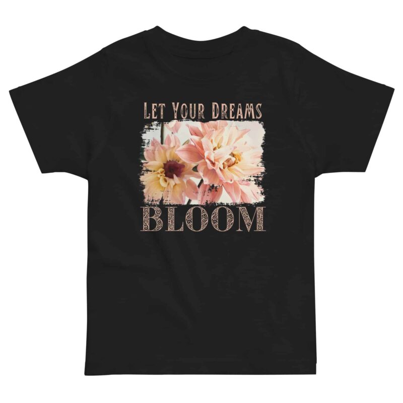 Dreams Bloom – Soft Blush kids' t-shirt – Black (front view)
