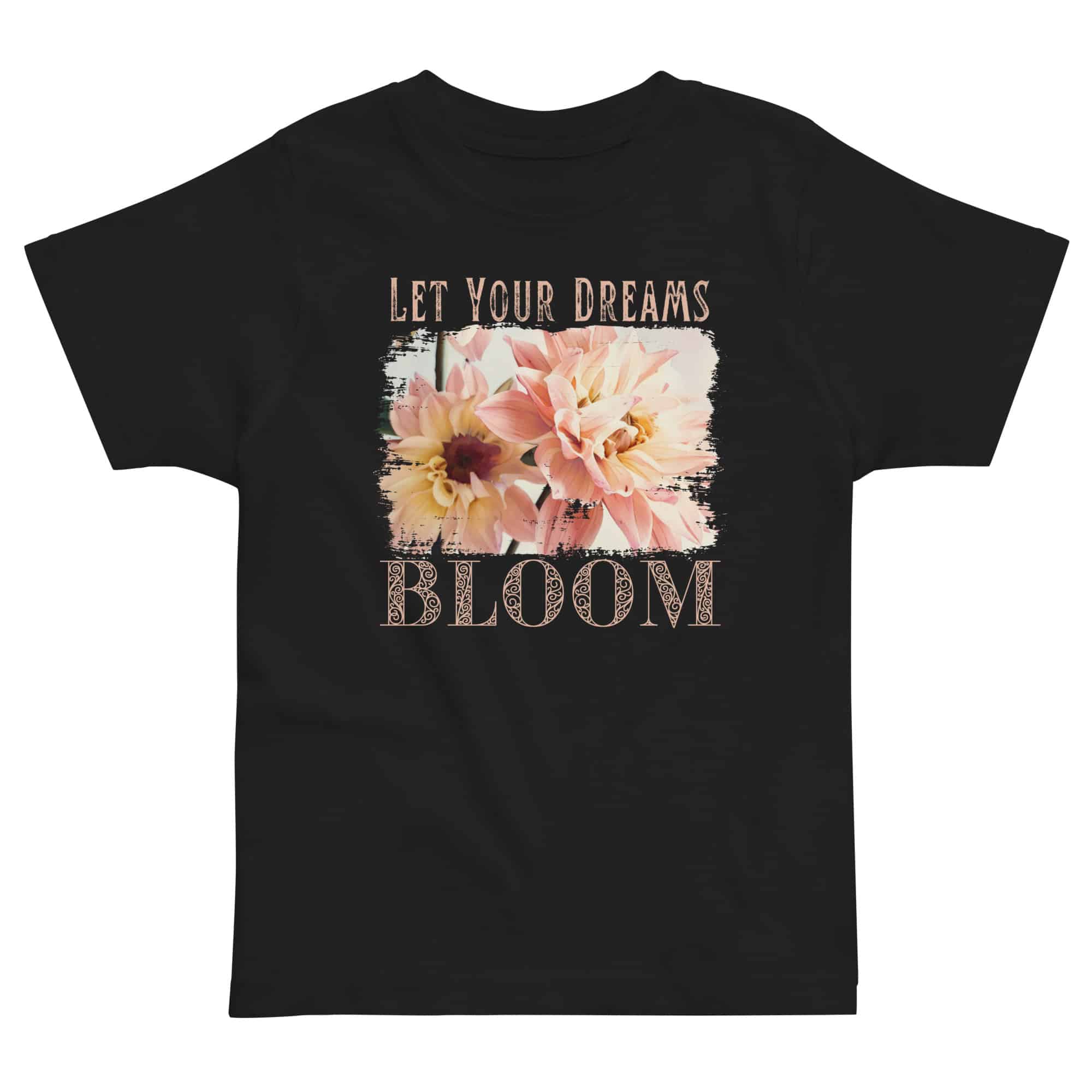 Dreams Bloom – Soft Blush Dreams Bloom – Soft Blush kids' t-shirt – Black (front view)