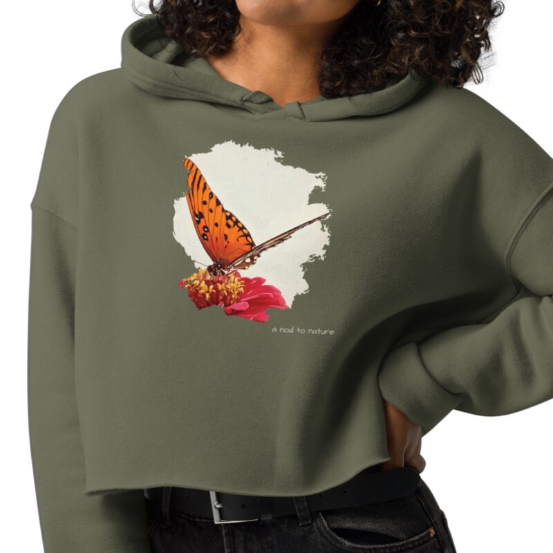 Butterfly & Bloom – Cropped Hoodie – Black