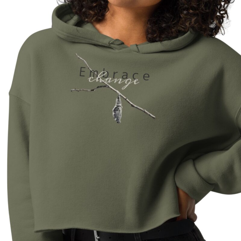 Embrace Change cropped hoodie – Military Green