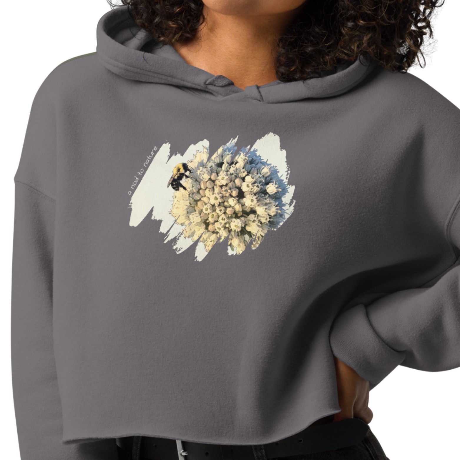 Gather – Cropped Hoodie – Black (front view)
