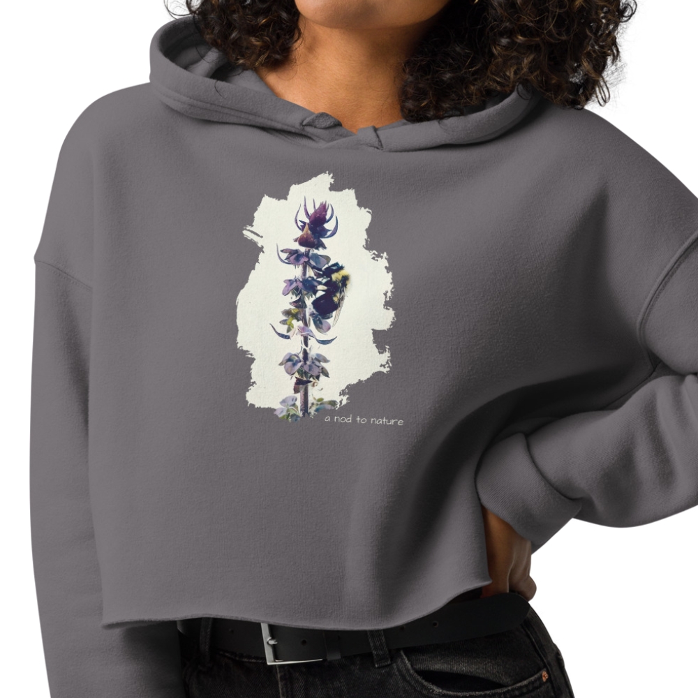 Bee & Basil – Cropped Hoodie – Black (front view)
