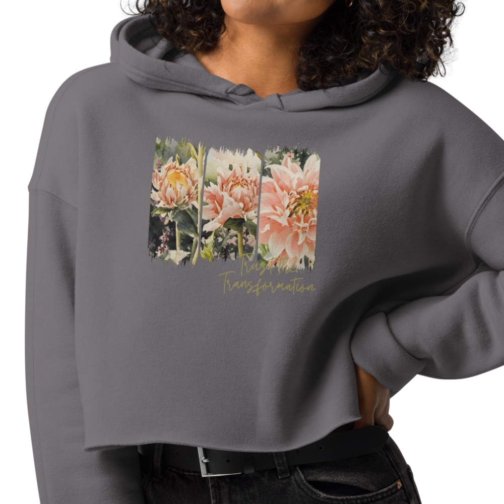 Becoming – Cropped Hoodie – Black (front view)